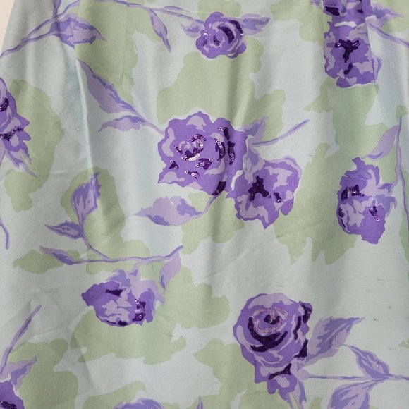 Albert Nippon Green Silk Skirt with Purple Roses Vintage - Picture 8 of 8